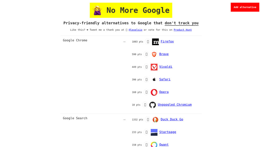 No More Google Landing Page