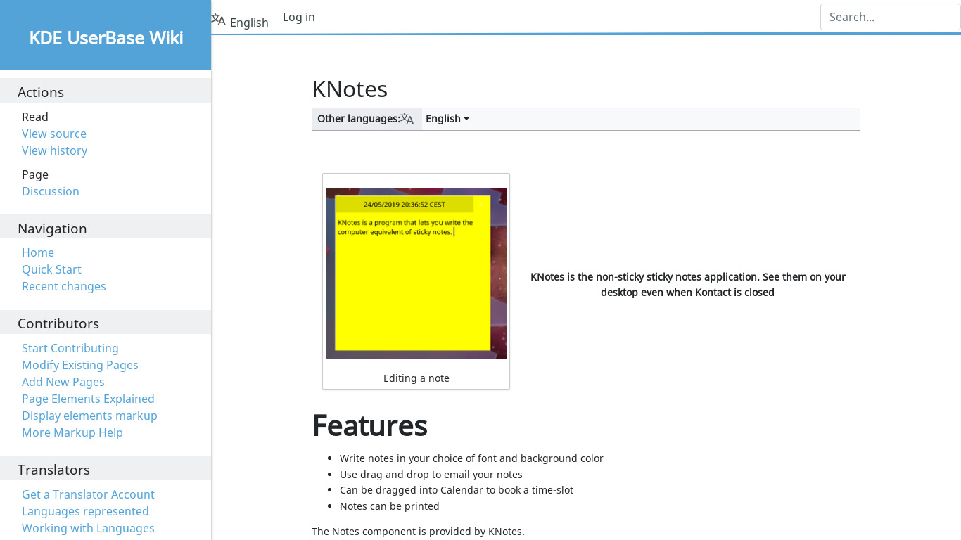 Kontact - KNotes Landing page