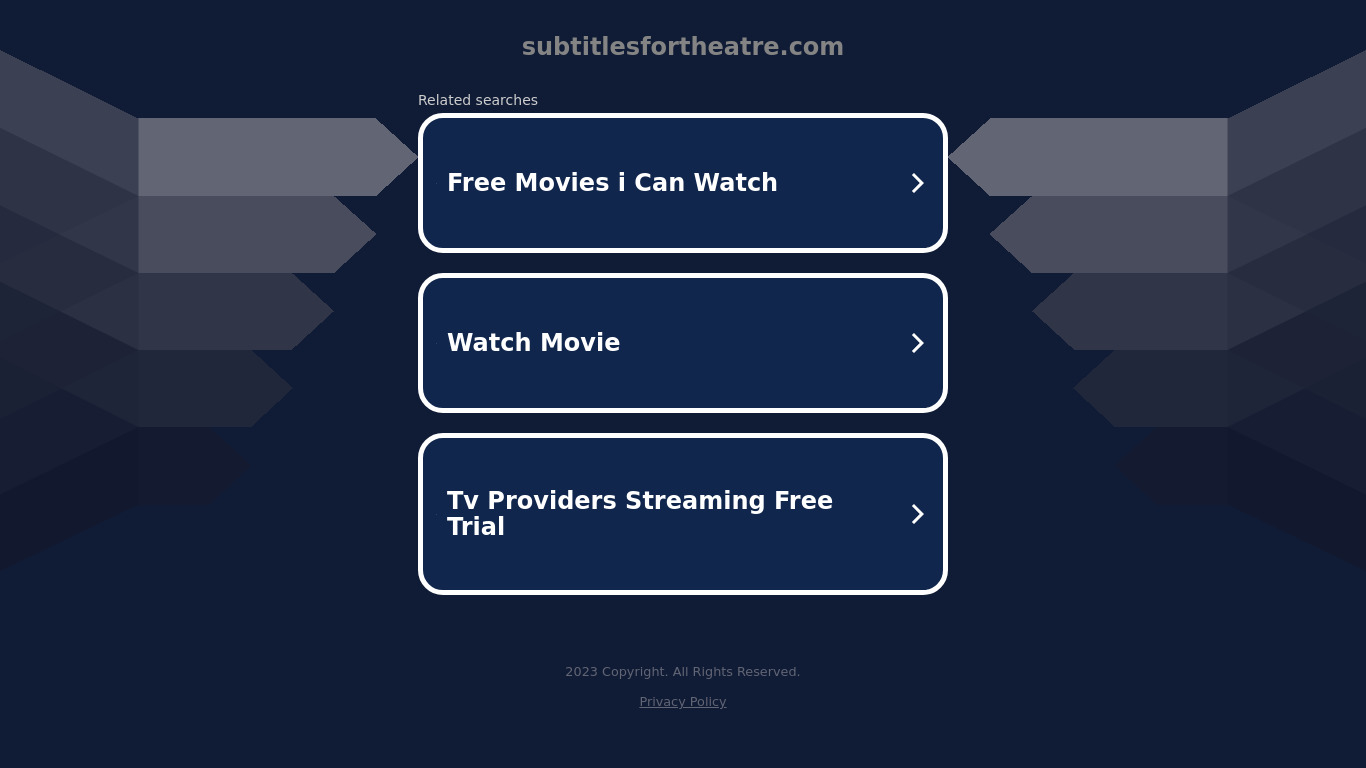 Subtitles for theatre Landing page
