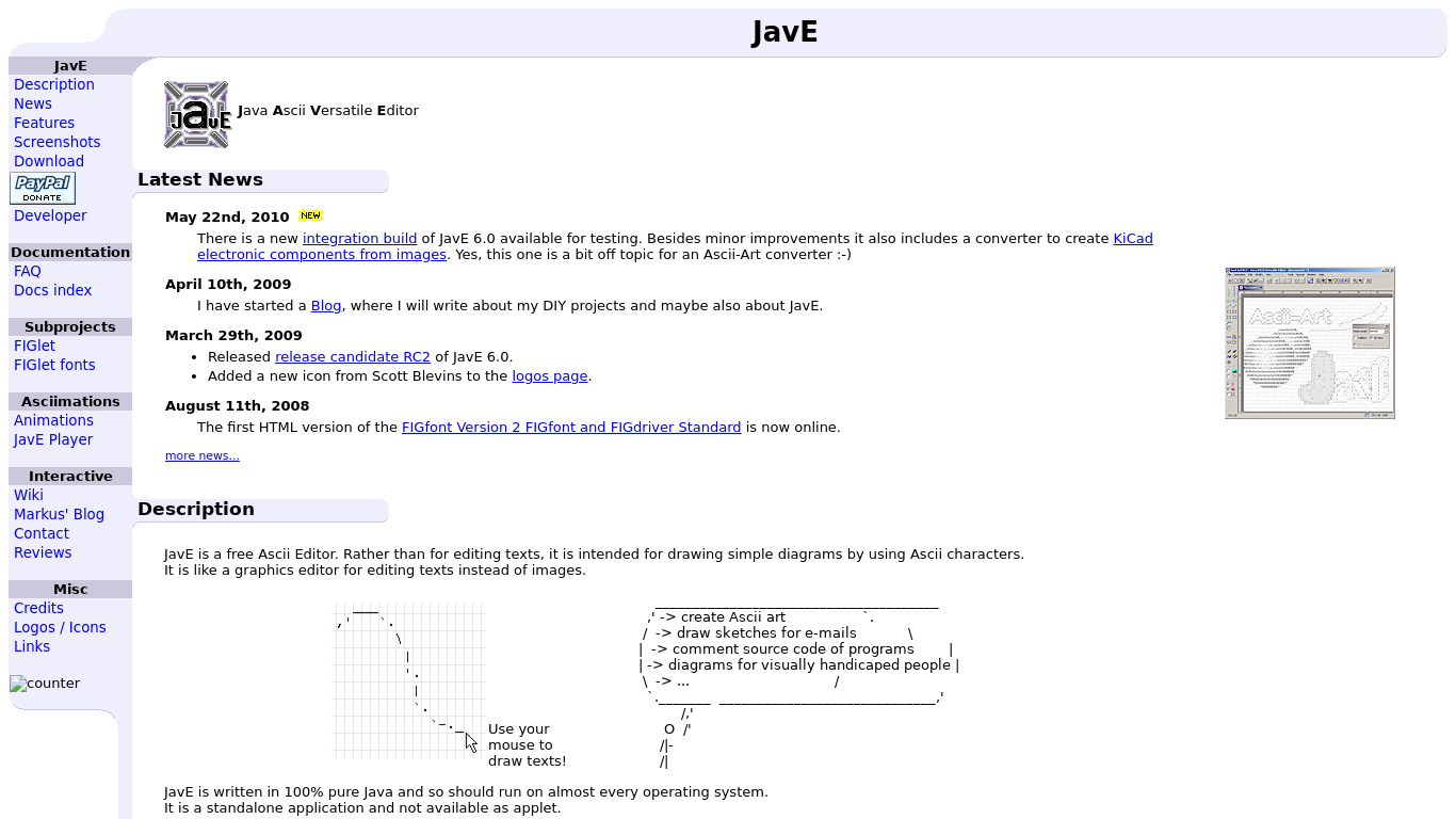 JavE Landing page