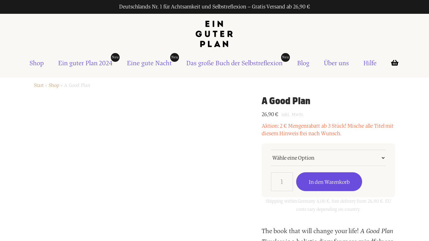 A good plan Landing page