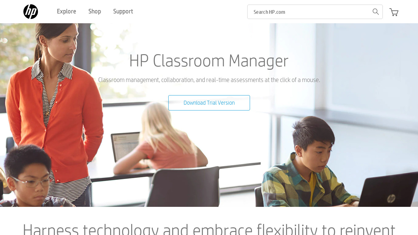 HP Classroom Manager Landing page