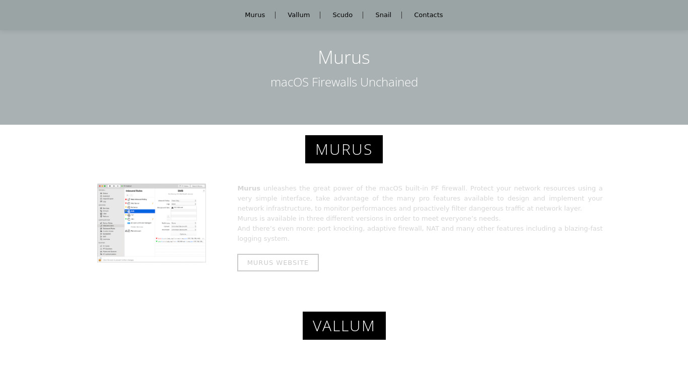 Murus Firewall Landing page