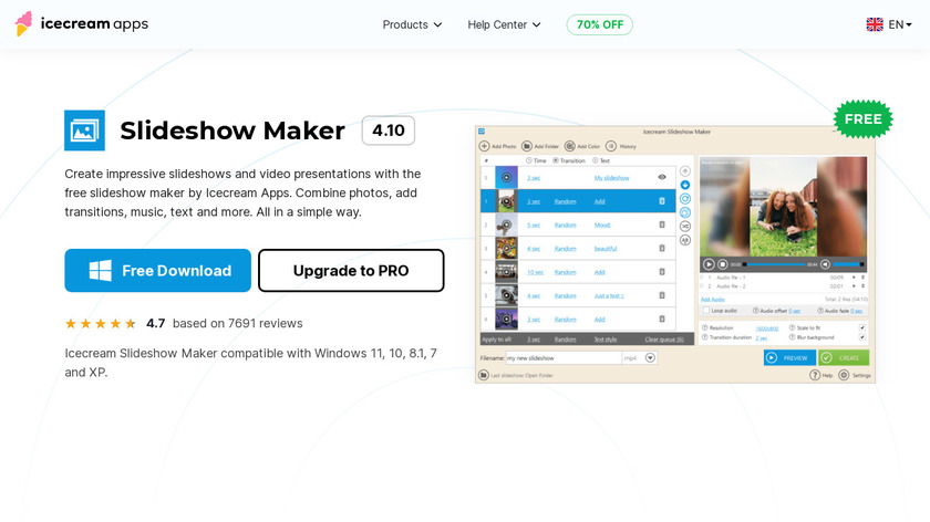 Icecream Slideshow Maker Landing Page