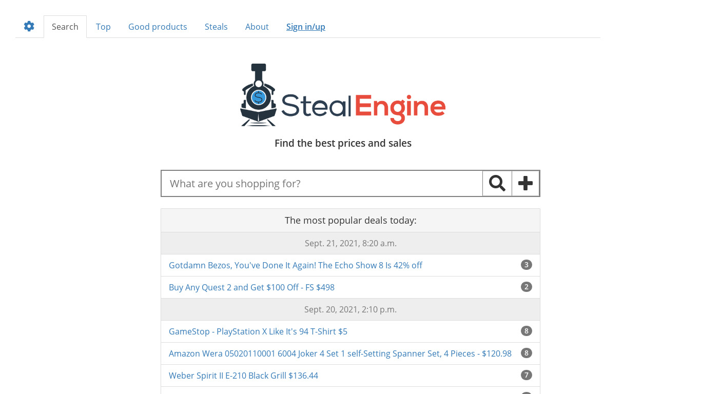 Steal Engine Landing page