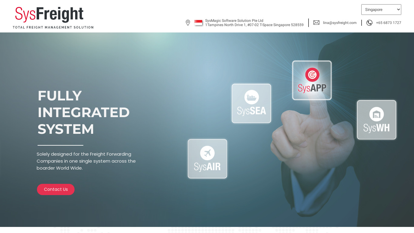 SysFreight Landing page