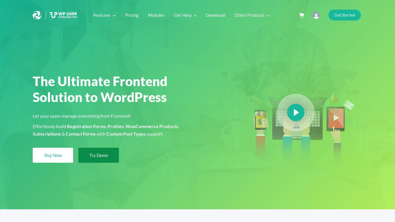WP User Frontend Landing page