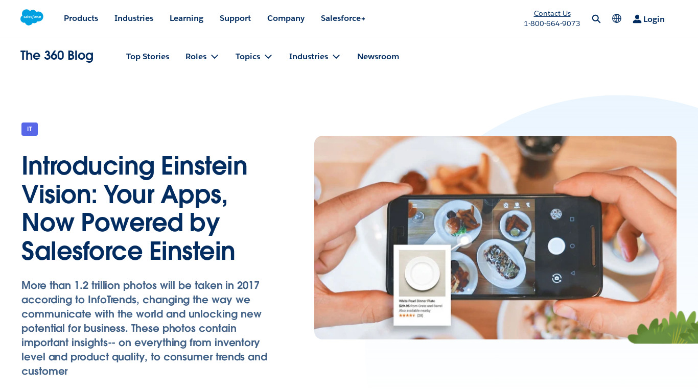 Eintstein Vision by Salesforce Landing page