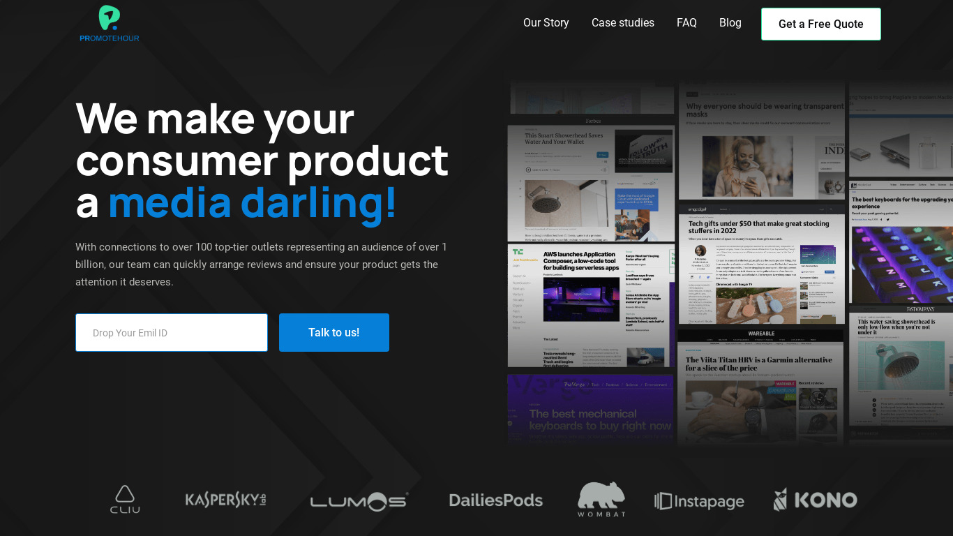 Promotehour Landing page