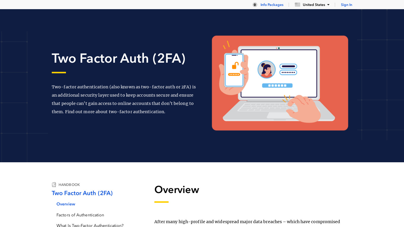 Two Factor Auth (2FA) Landing page