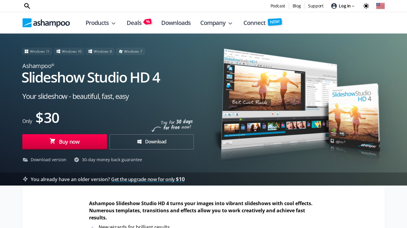 Ashampoo Slideshow Studio HD Landing page