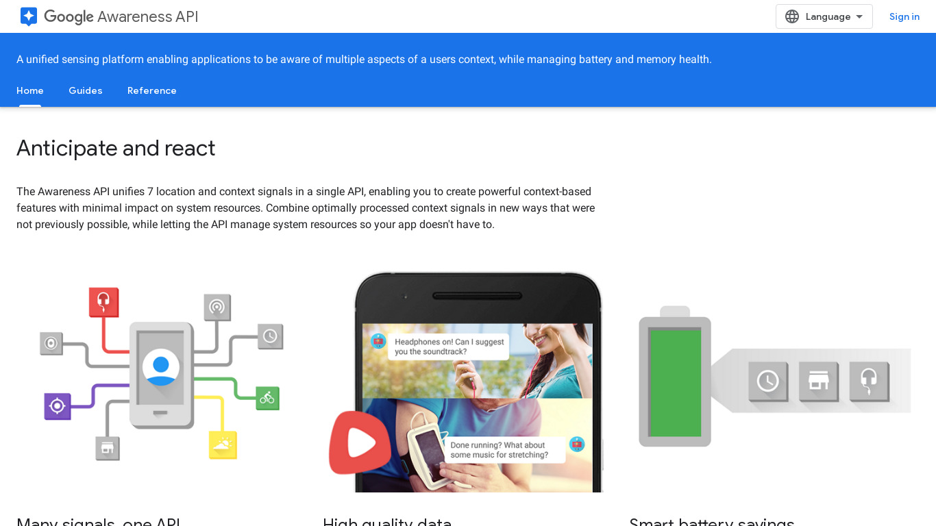 Google Awareness API Landing page