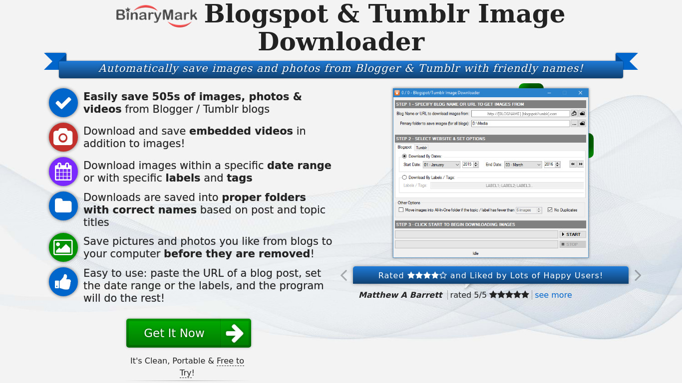 Blogspot Image Downloader Landing page
