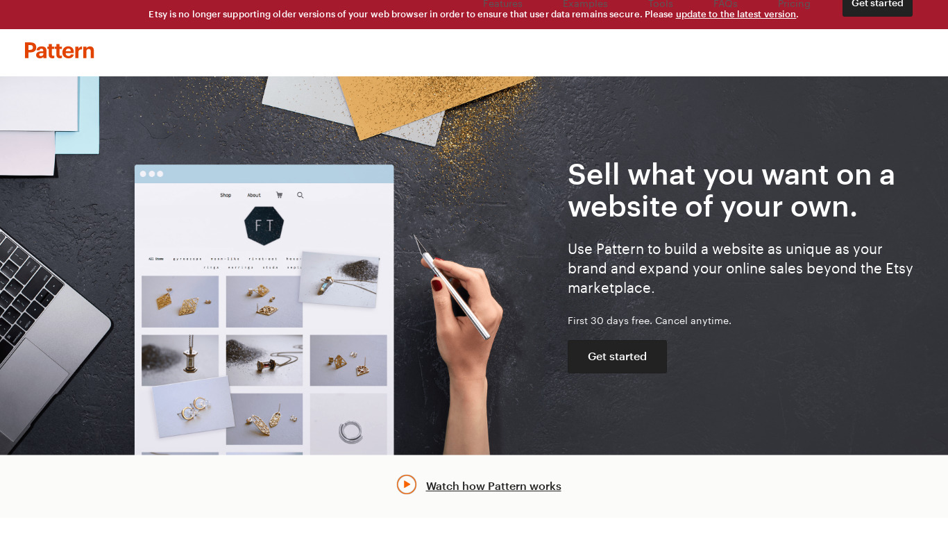 Pattern by Etsy Landing page