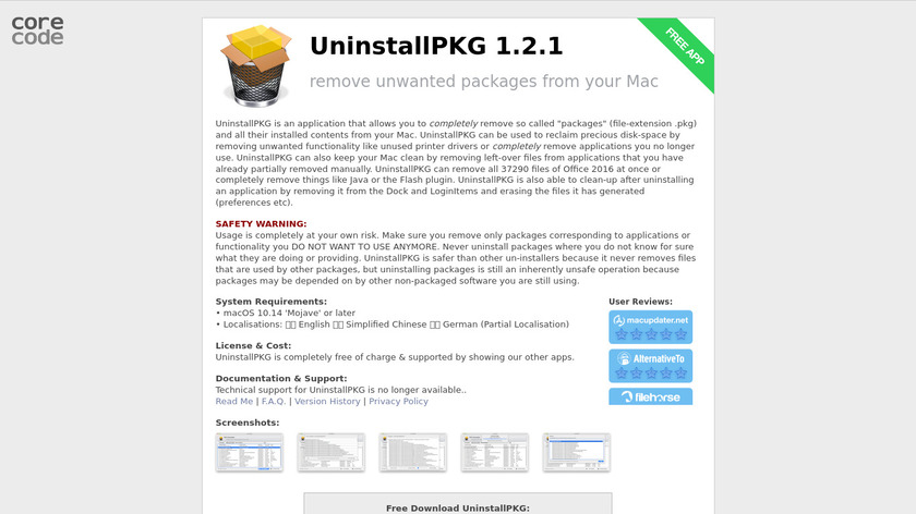 UninstallPKG Landing Page