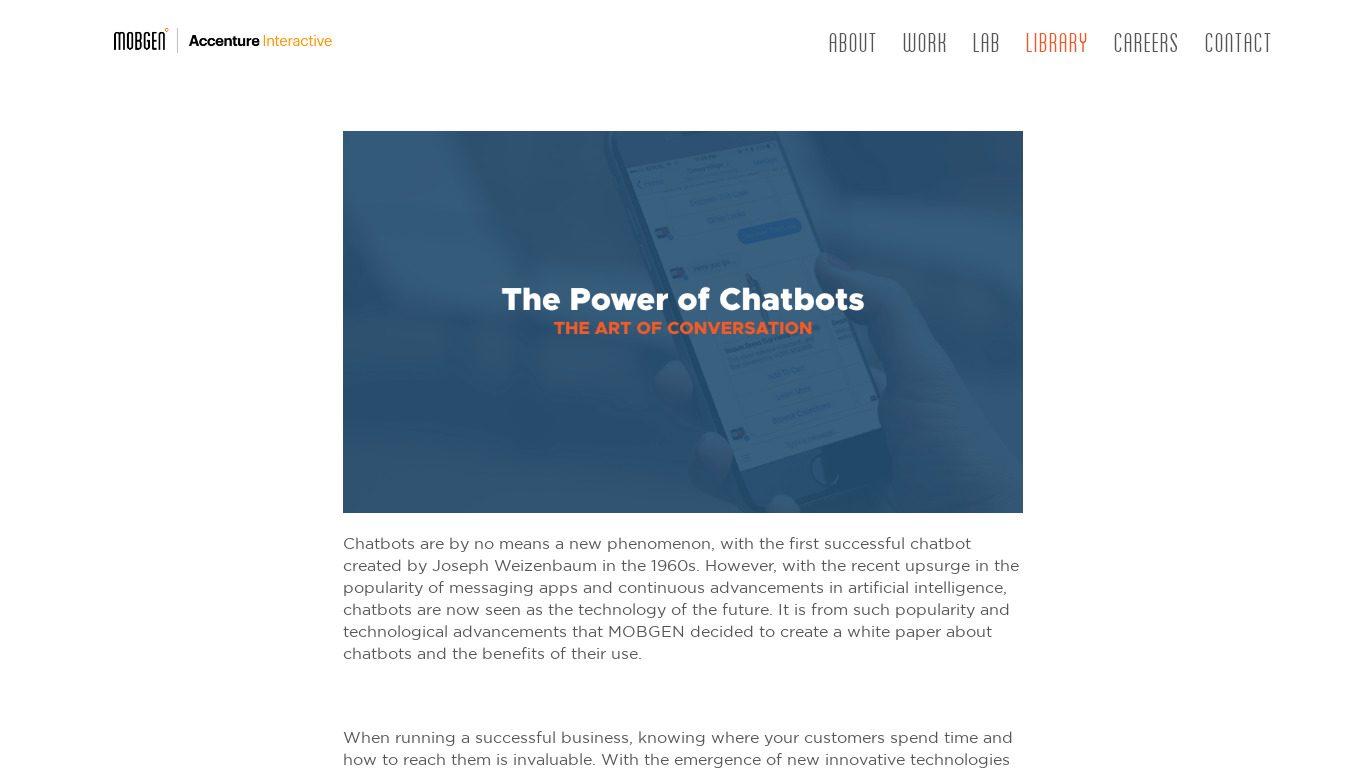 The Power of Chatbots Landing page