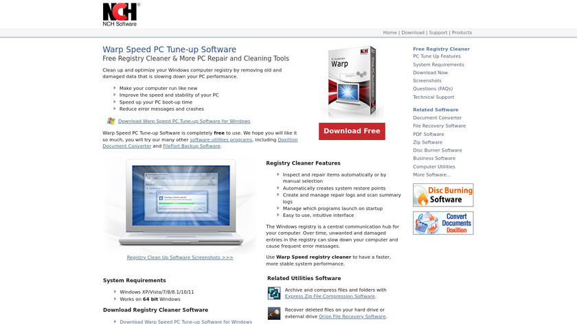 Warp Speed PC Tune-up Landing Page