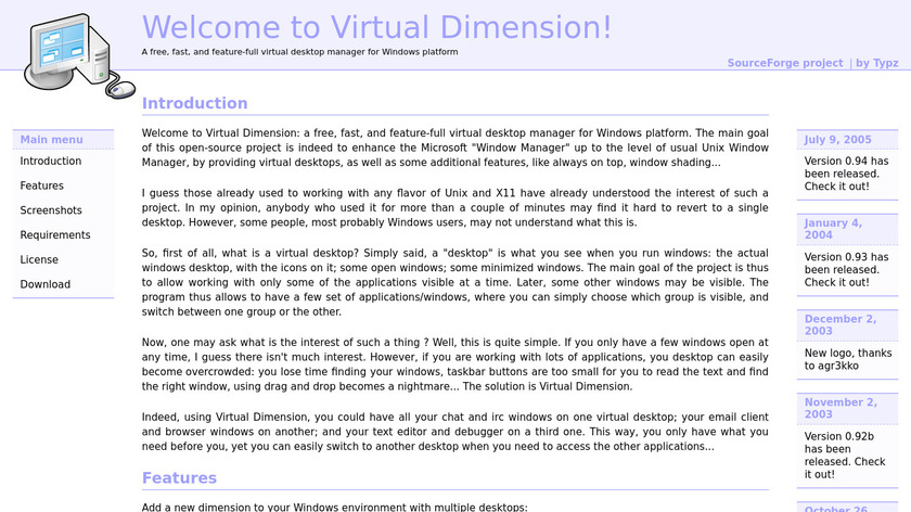 Virtual Dimension Landing Page