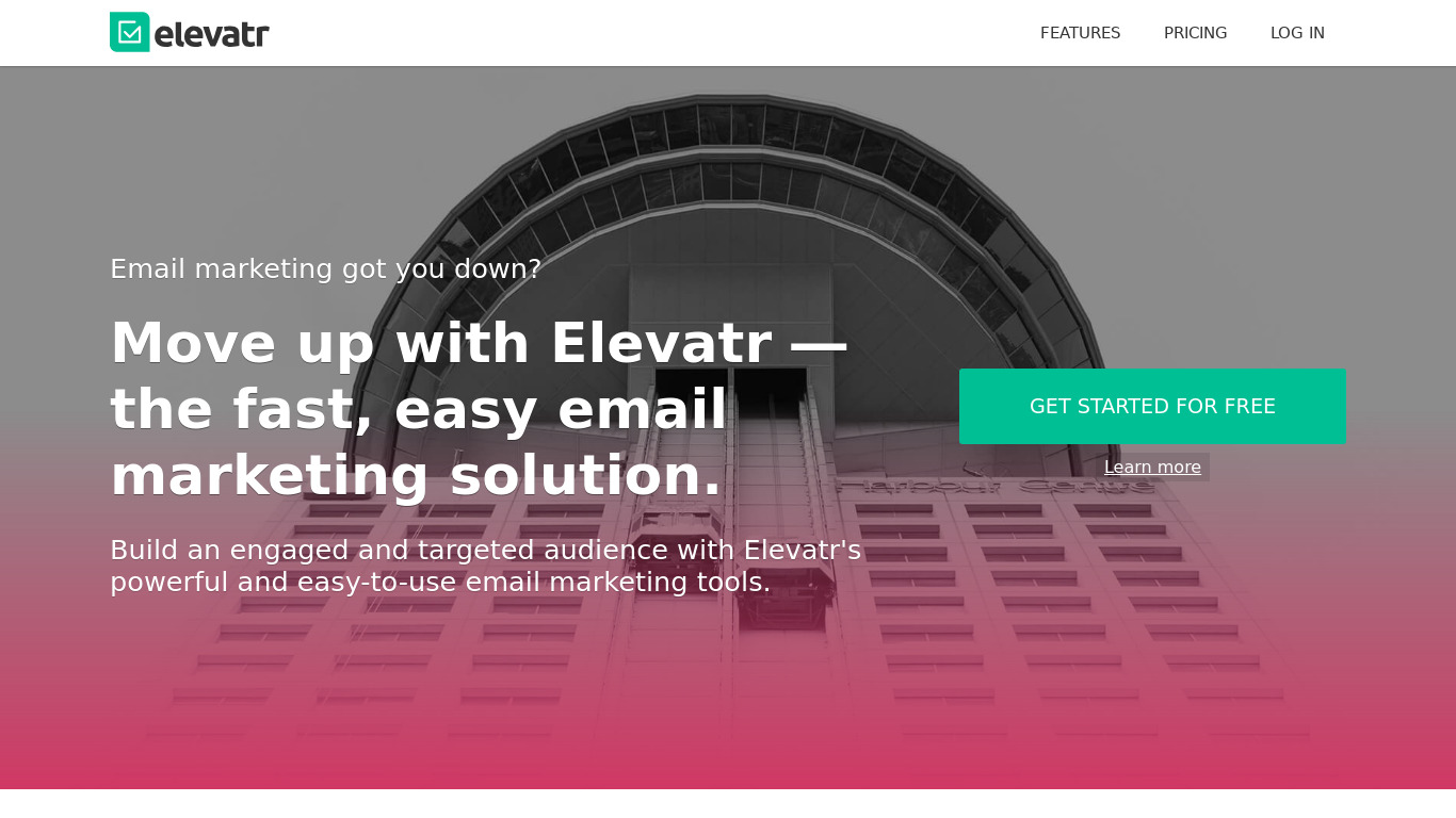 Elevatr Email Marketing Automation Landing page