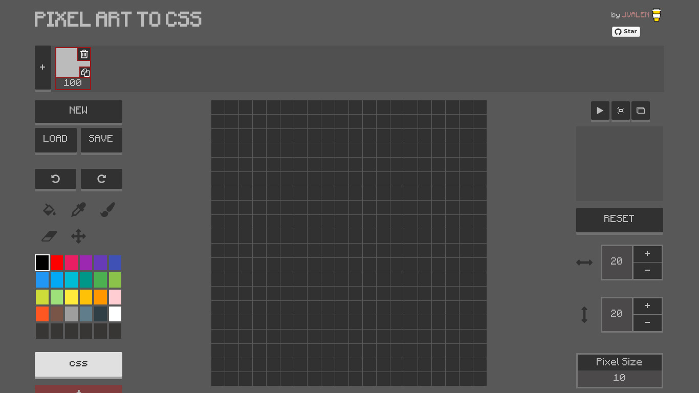 Pixel Art to CSS Landing page