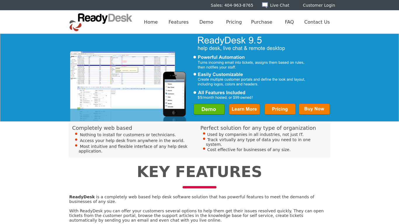 ReadyDesk Landing page