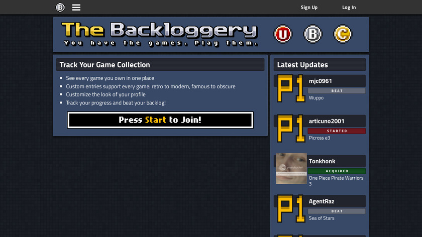 Backloggery Landing Page