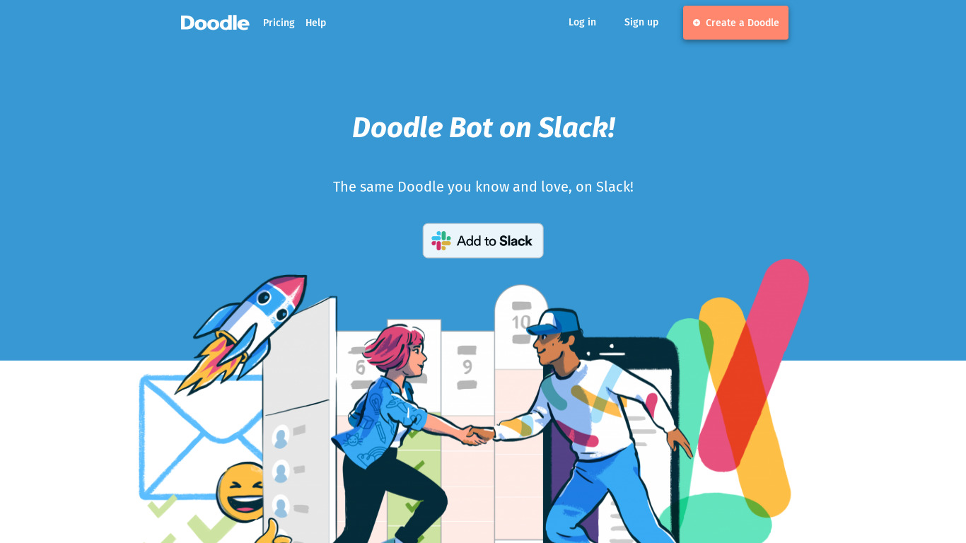 Doodle Bot for Slack Landing page