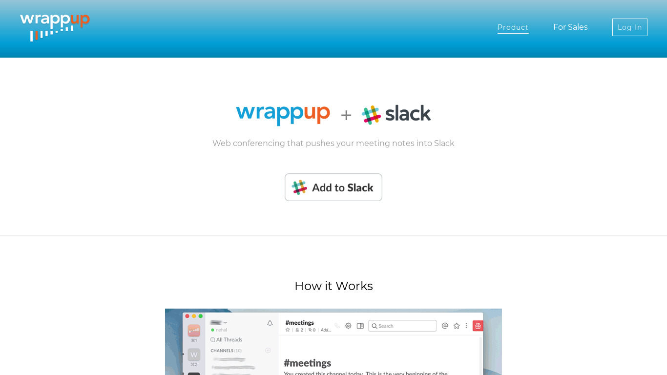 Wrappup Slackbot Landing page