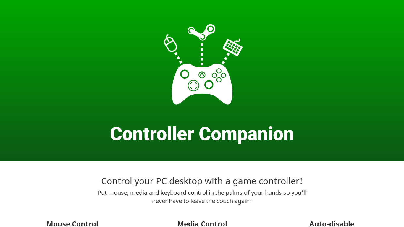 Controller Companion Landing page