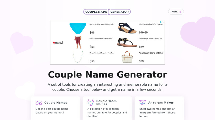 Couple Name Generator Landing Page