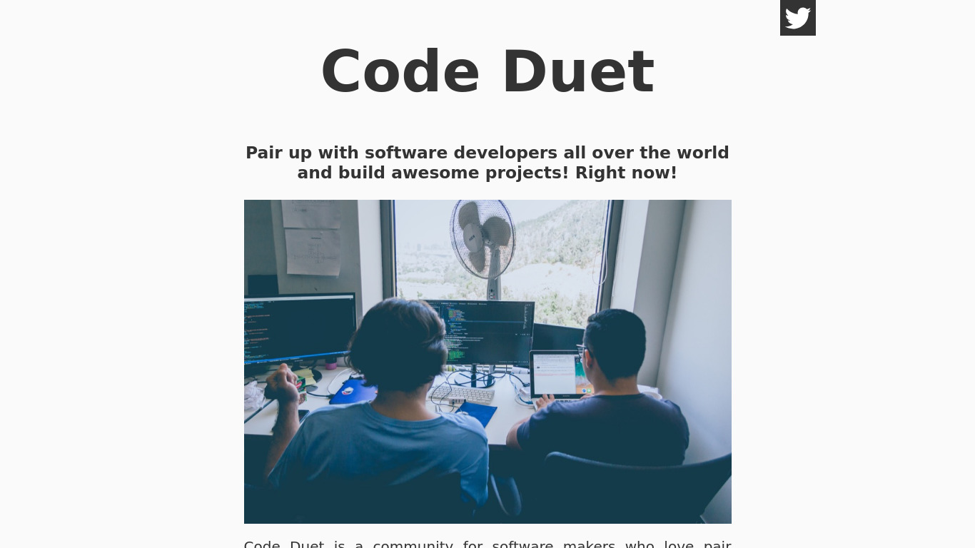 Code Duet Landing page