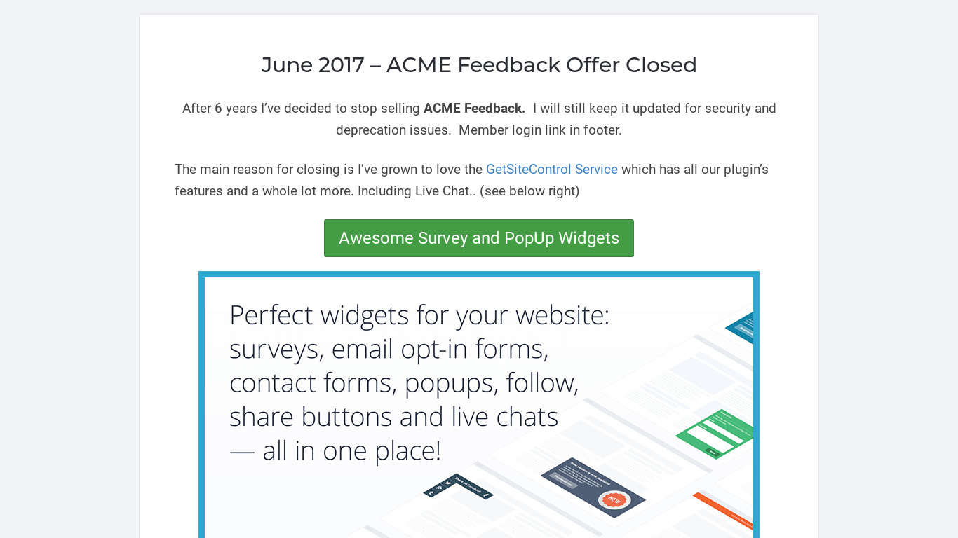 ACME Feedback Landing page