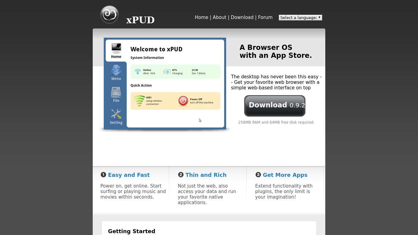 xPud Landing page