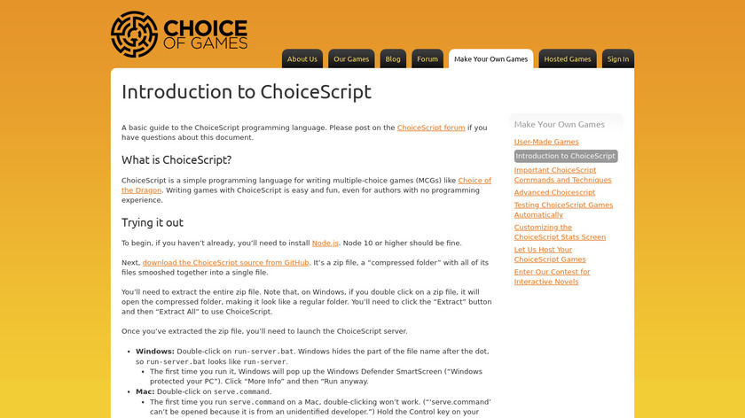 ChoiceScript Landing Page