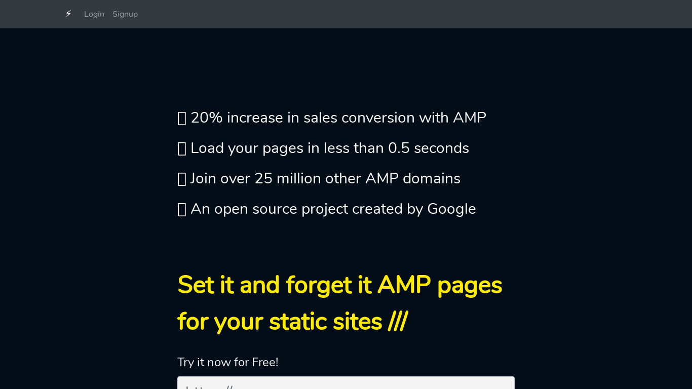 Amp My Site Landing page