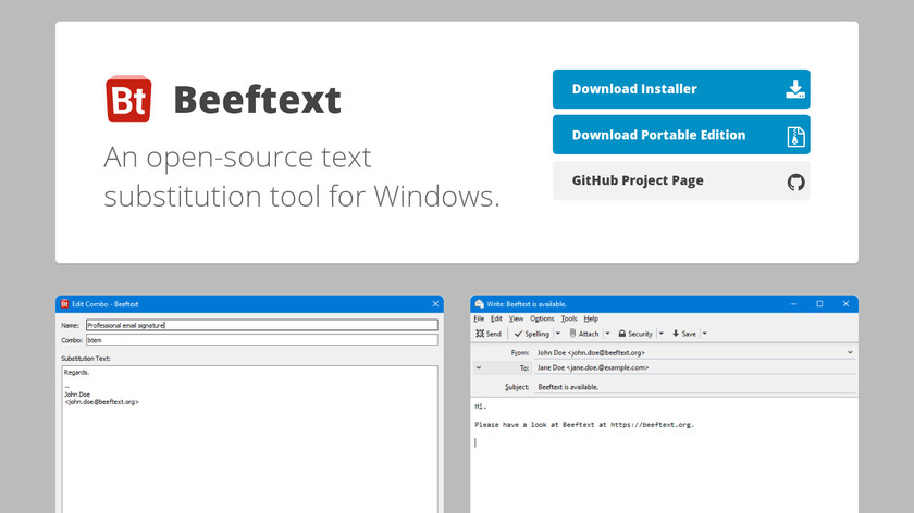 Beeftext Landing Page