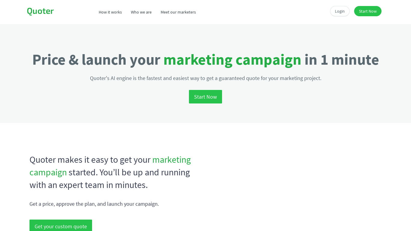 Quoter by DOZ Landing page