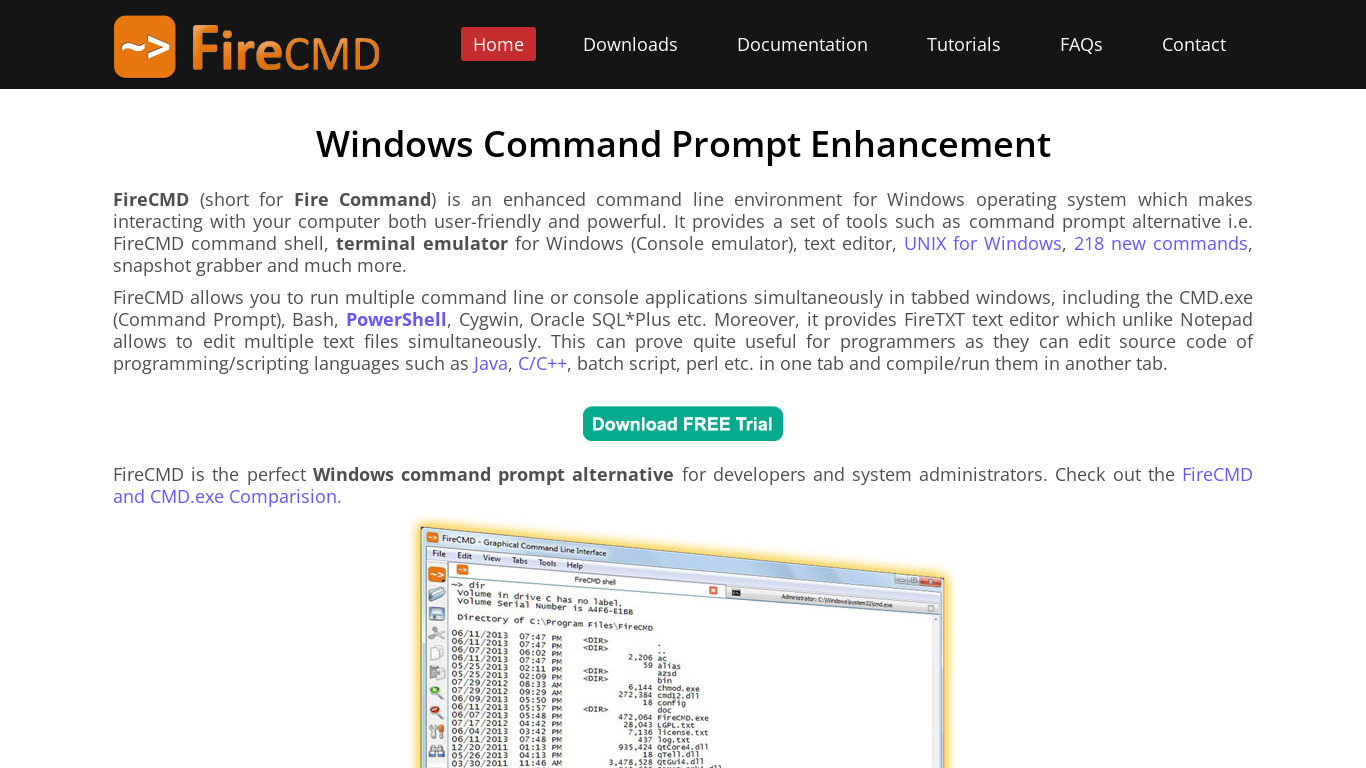FireCMD Landing page