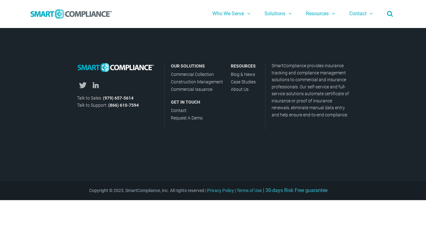 SmartCompliance Landing page