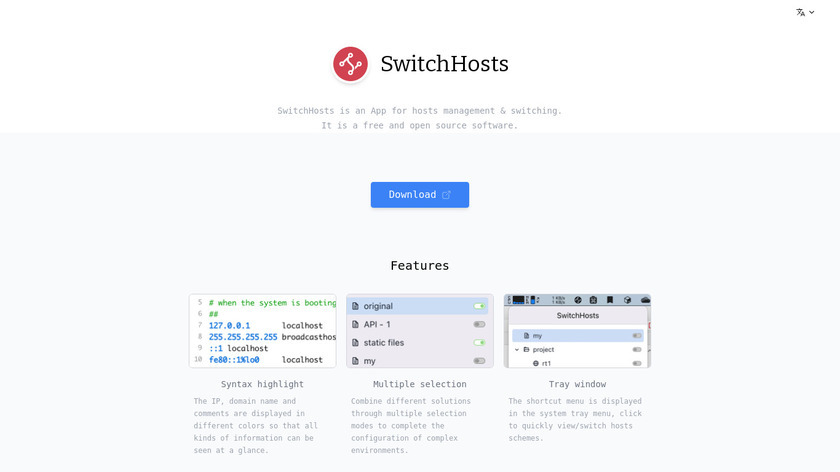 SwitchHosts Landing Page