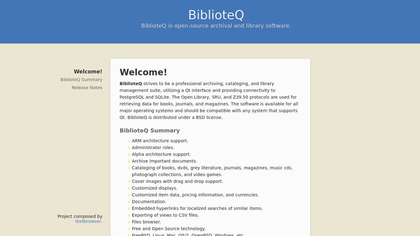 BiblioteQ Landing Page