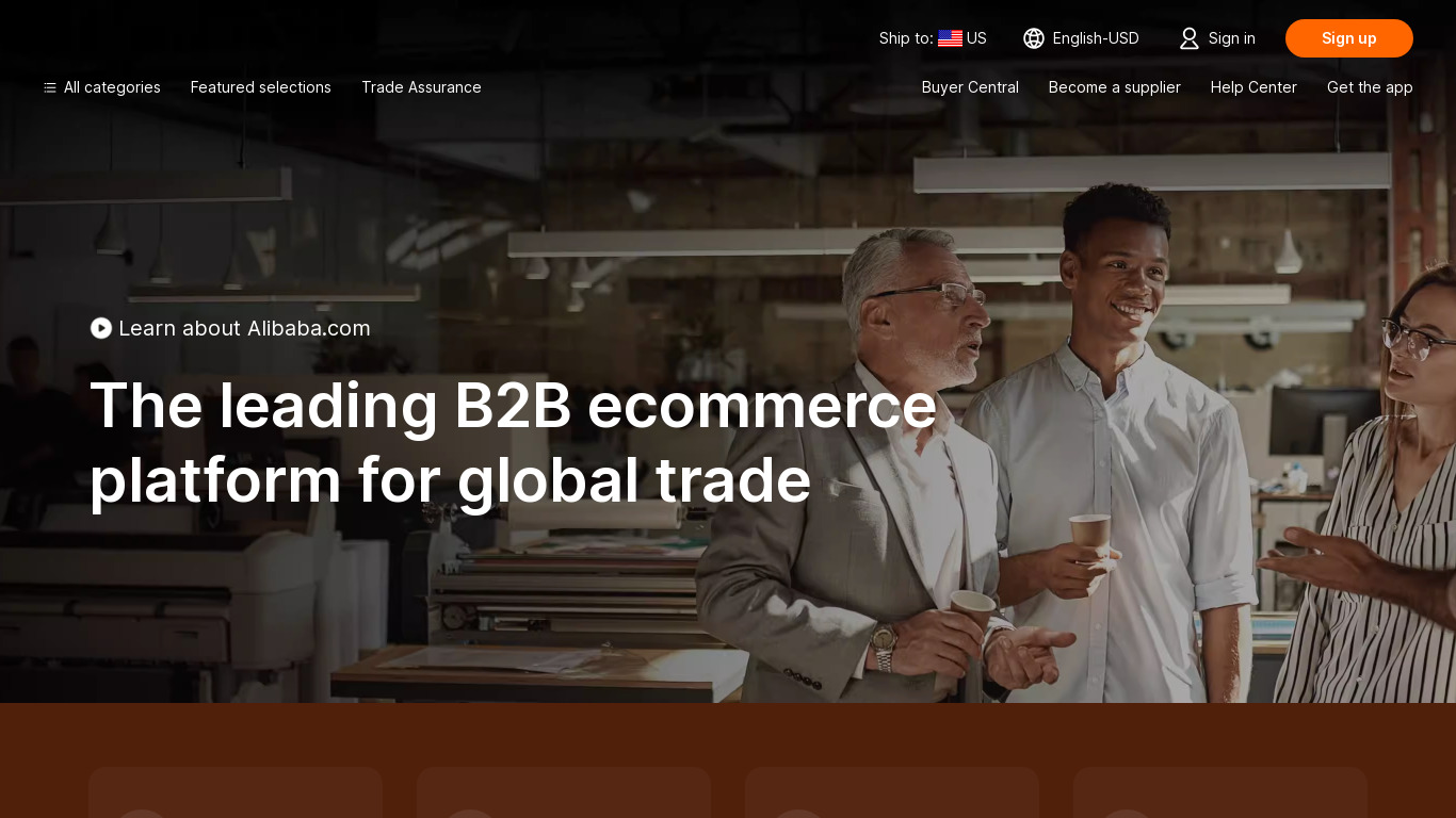 Alibaba Landing page
