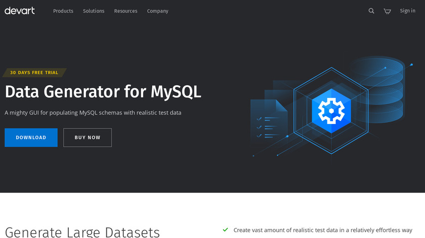 Devart Data Generator for MySQL Landing Page