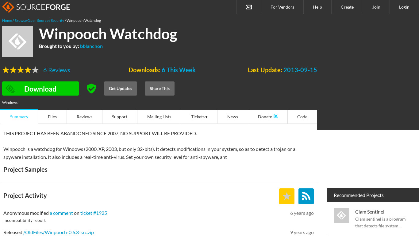Winpooch Watchdog Landing page