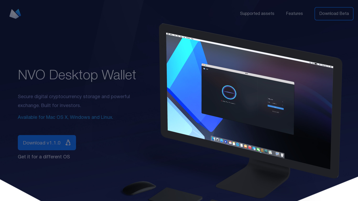 nvo.io Wallet Beta 1.0.0 Landing page