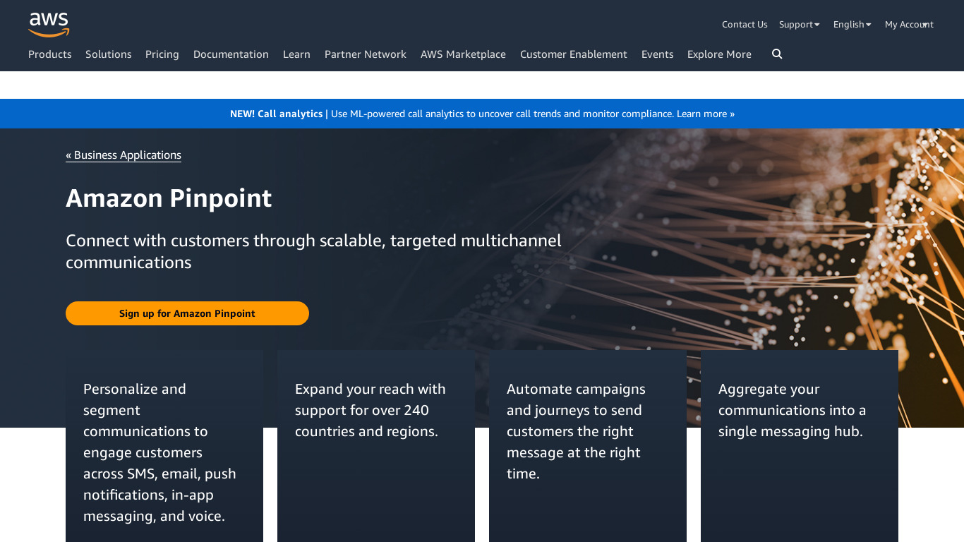 Amazon Pinpoint Landing page