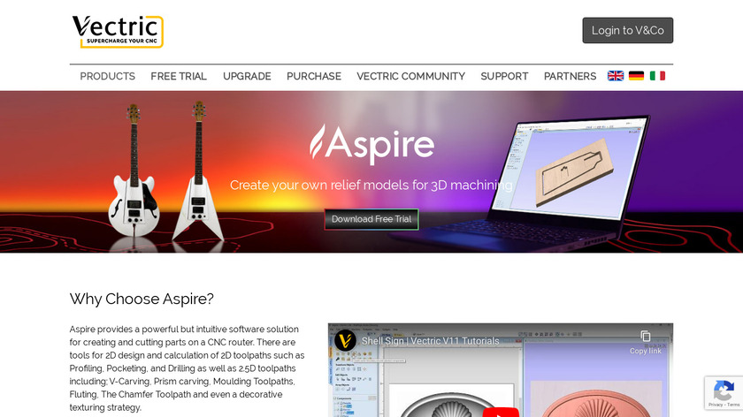 Vectric Aspire Landing Page