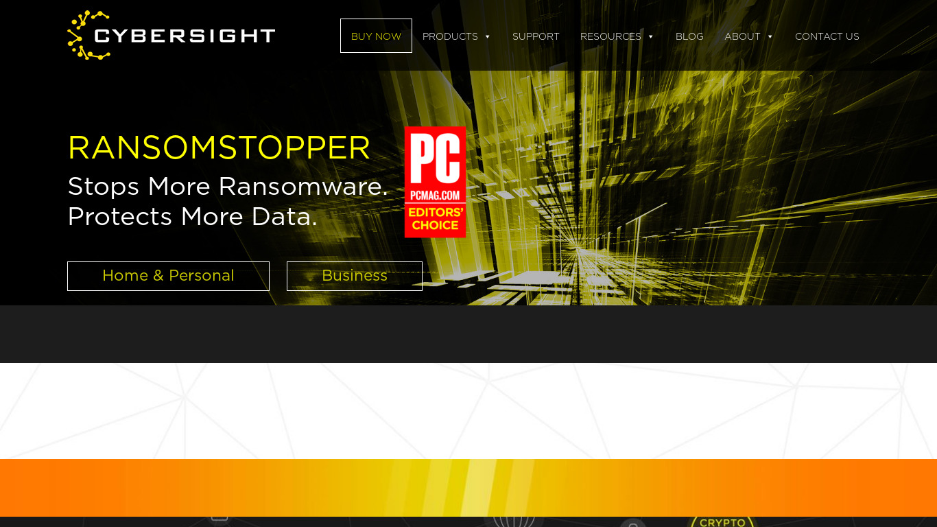 CyberSight RansomStopper Landing page