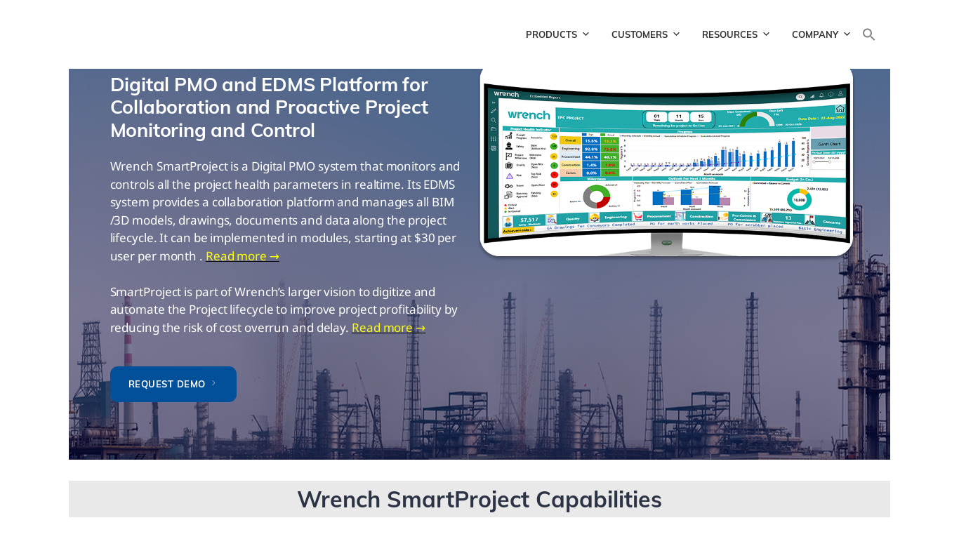 Wrench SmartProject Landing page