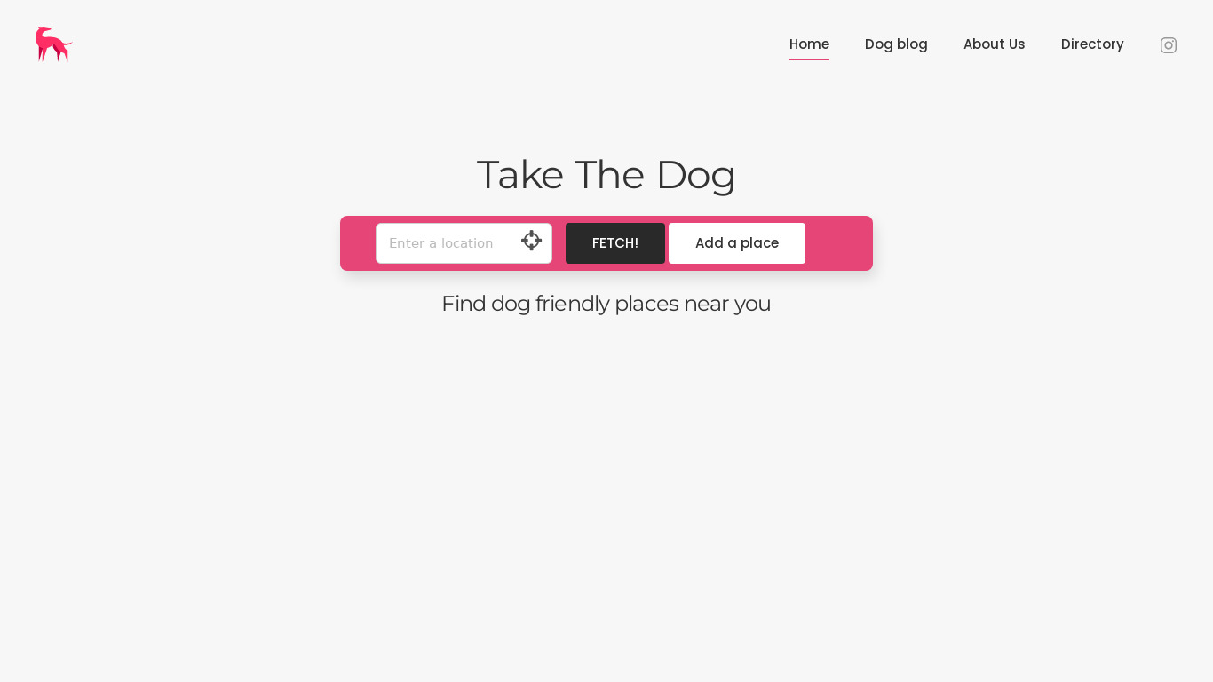 Take the dog Landing page